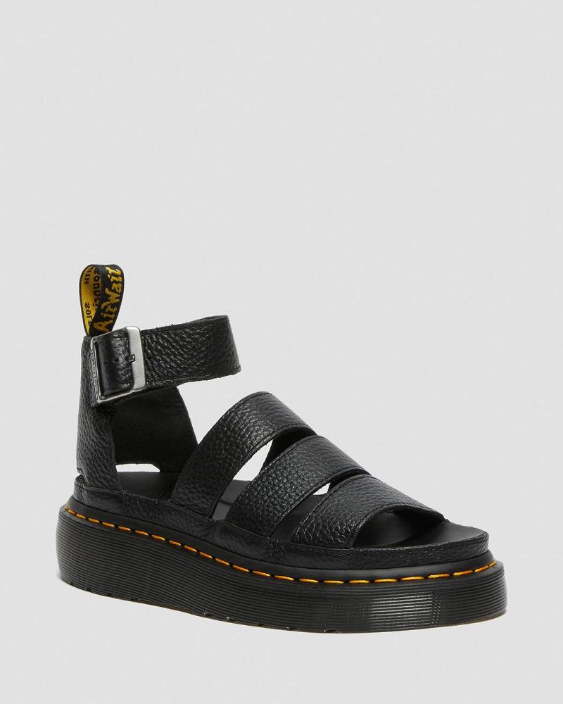 Dr Martens Clarissa II Leren Sandalen Plateauzool Dames Zwart | NL 47KOR